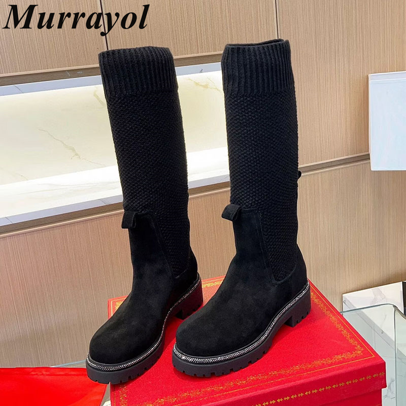 Sock Boot Women - Knie Hoge Laarzen Herfst Winter Suède