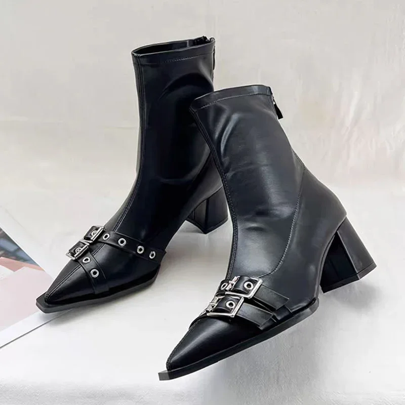 Women'S Shoes Trending 2025 - Hoge hakken enkellaarsjes dames dikke puntige